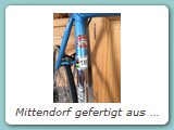 Mittendorf gefertigt aus Super Vitus 980 Rohrsatz, Ausstattung Campagnolo Super Record / Shimano Dura Ace EX
Eigentümer Frank, Delmenhorst