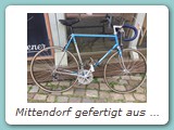 Mittendorf gefertigt aus Super Vitus 980 Rohrsatz, Ausstattung Campagnolo Super Record / Shimano Dura Ace EX
Eigentümer Frank, Delmenhorst