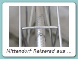 Mittendorf Reiserad aus dem Jahr 1980
Reynolds 531, Campagnolo Record, TA.
Erworben im Sommer 2022 bei Vintige Velo Berlin.
Eingentümer: Ansgar Hatscher, Erkerode